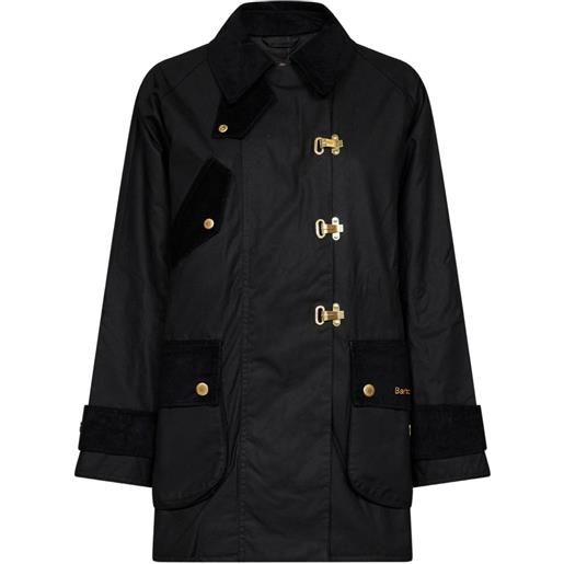Barbour cappotto doppiopetto con finiture in velluto a coste - nero