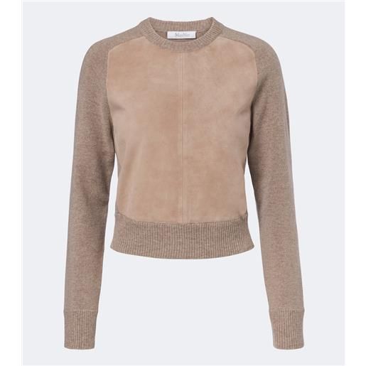 Max Mara pullover in lana e cashmere con pelle