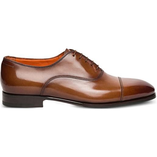 Santoni oxford in pelle con punta a contrasto - marrone