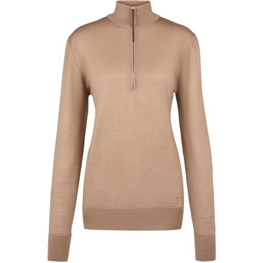 Tod's maglione in cashmere e seta con mezza zip - toni neutri