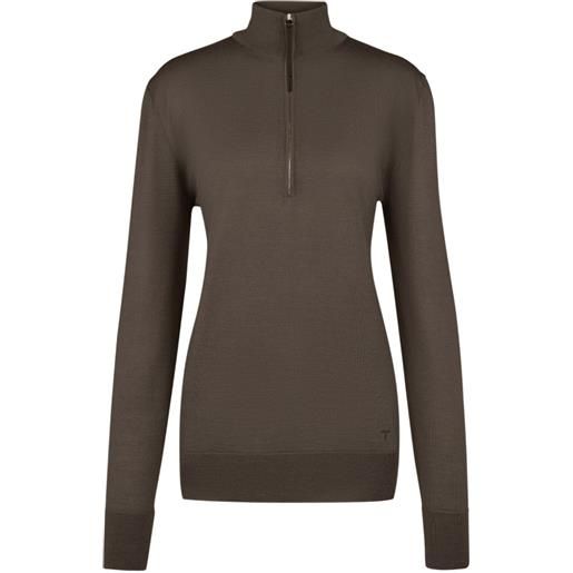 Tod's maglione in cashmere e seta con mezza zip - marrone
