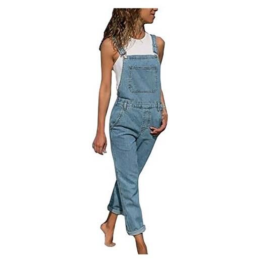 YIzdegg salopette da donna in denim, comodi, con tasche, eleganti jeans alla moda, con spalline regolabili, pantaloni in jeans, taglio largo, per donna alla moda (blu, m)