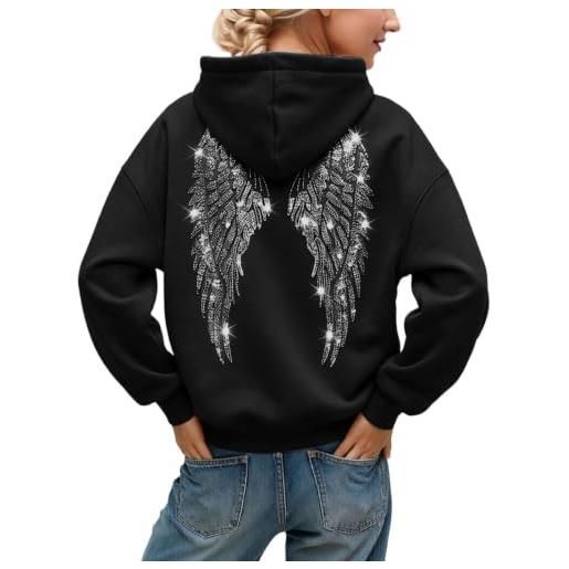 Generico felpa con cappuccio alla moda a maniche lunghe e design a ali scintillanti per autunno e inverno, perfetta per l'uso quotidiano