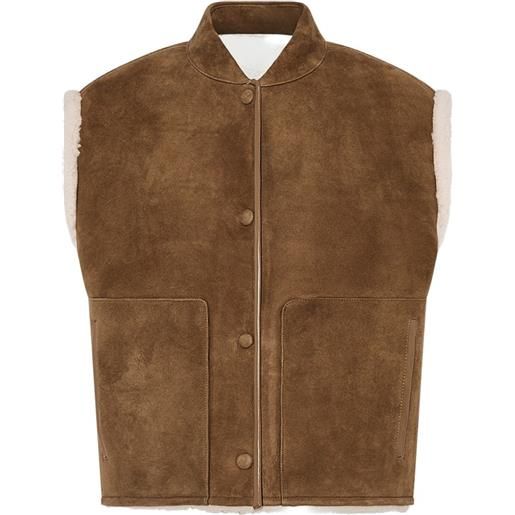 Yves Salomon gilet smanicato foderato in shearling - marrone