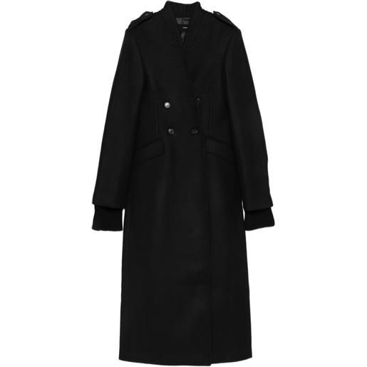 Isabel Benenato cappotto doppiopetto con spalline - nero