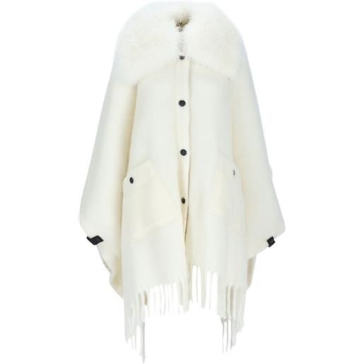 Moncler Grenoble mantella con frange - toni neutri