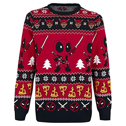 Deadpool wish you christmas uomo christmas jumper multicolore 100% acrilica regular