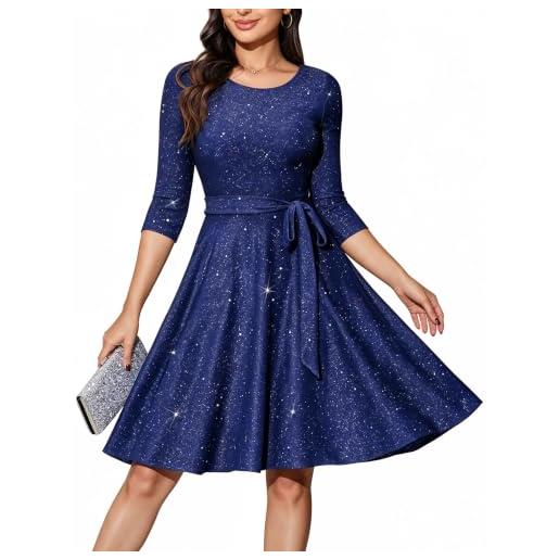 Heekpek vestito donna cocktail party elegante abito | abito da sera paillettes, manica a 3/4 abito, scollo rotondo, vita alta, autunno inverno per cocktail festa sera clubwear