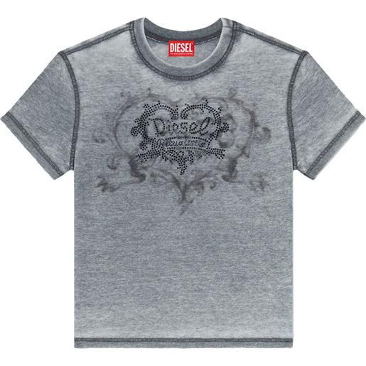 Diesel t-shirt in jersey con strass ed effetto burnout