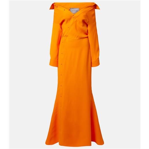 Balenciaga abito lungo in seta off-shoulder