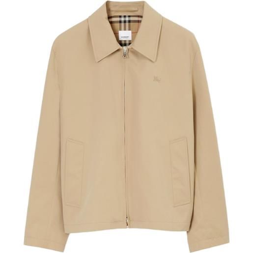 Burberry giacca harrington con ricamo ekd - toni neutri