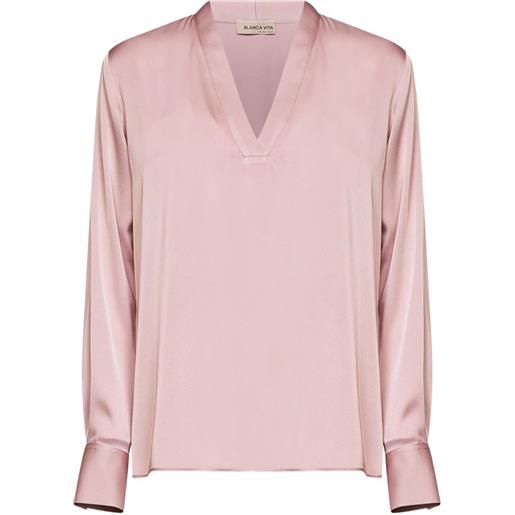 Blanca Vita blusa con scollo a v e maniche lunghe - rosa