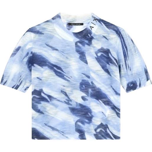 Armani Exchange maglione a maniche corte con stampa astratta - blu