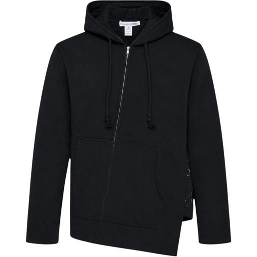 Comme Des Garçons Shirt felpa asimmetrica con cappuccio effetto schizzi di vernice - nero