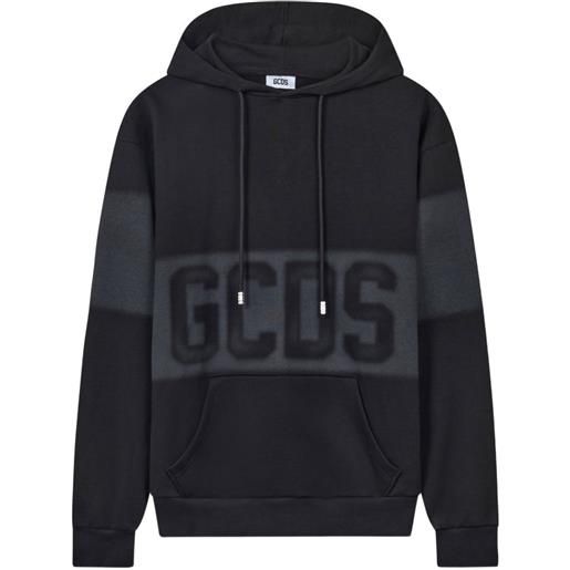 GCDS felpa con cappuccio effetto vernice con logo - nero