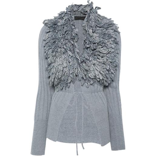 LIU JO cardigan a coste con frange - blu