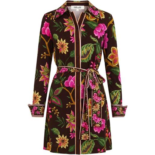 Dvf Vintage chemisier corto diane a fiori con cintura - marrone