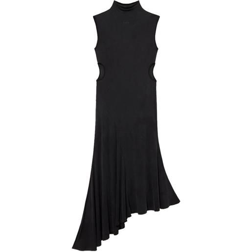 Off-White abito asimmetrico cupro rib meteor - nero