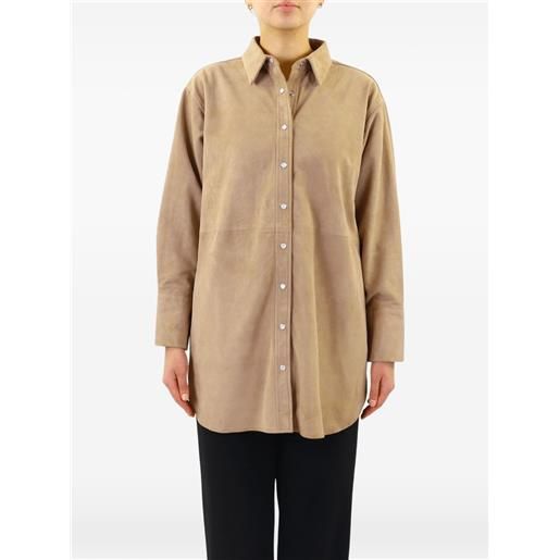 Goosecraft camicia lizzy in pelle scamosciata - toni neutri