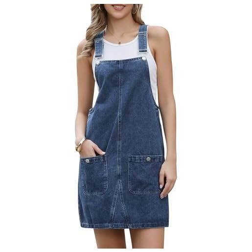 Allegra K vestito estivo in denim da donna casual ampio senza maniche mini abito in jeans
