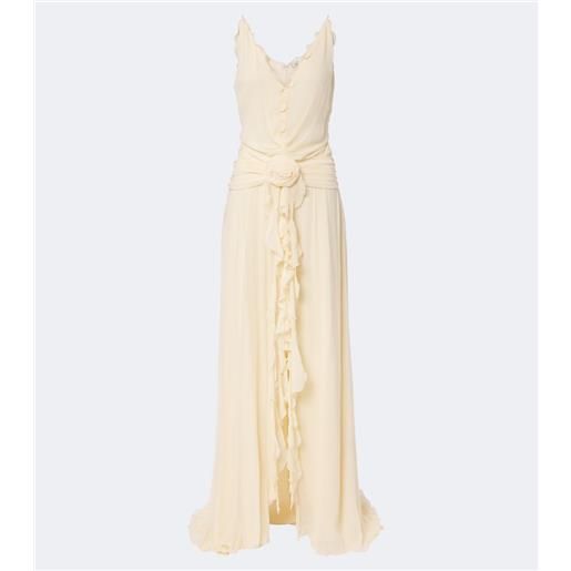Blumarine abito lungo in georgette con volant