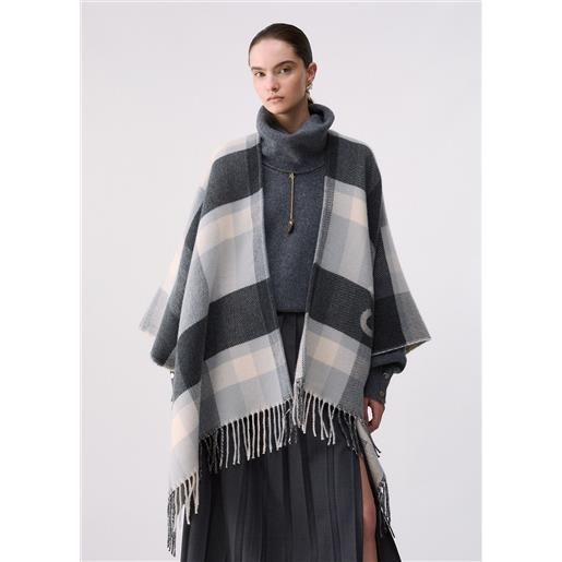 Liu jo poncho check jacquard, antracite