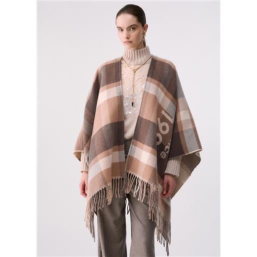 Liu jo poncho check jacquard, beige