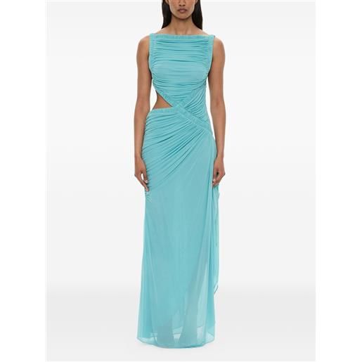 Christopher Esber abito lungo theia squared con ruches - blu