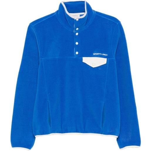 Sporty & Rich felpa con texture in pile e logo ricamato - blu