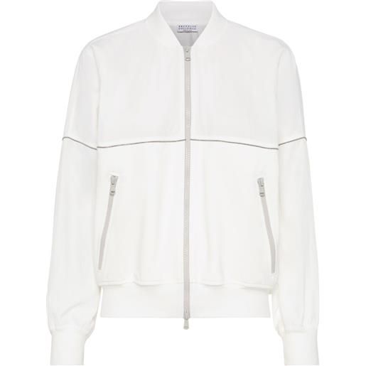 Brunello Cucinelli giacca sportiva con decorazione monili - bianco