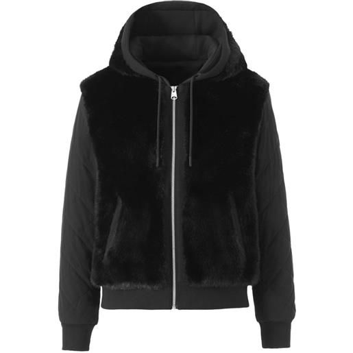 Mackage piumino gwendal in pelliccia sintetica trapuntato con cappuccio - nero