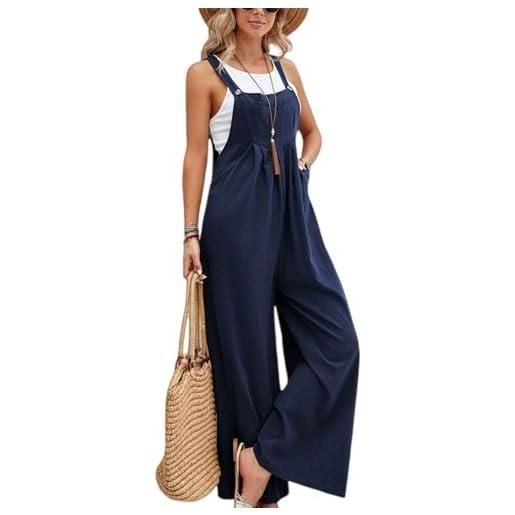 FULOOE salopette da donna pantaloni da lavoro baggy casual pantaloni donna tuta larghi con tasche