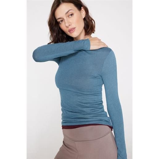 Tezenis maglia leggerissima scollo barchetta con lana merino donna blu