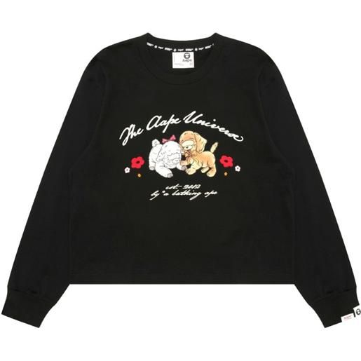 AAPE BY *A BATHING APE® t-shirt aapeunvs con stampa grafica e maniche lunghe - nero