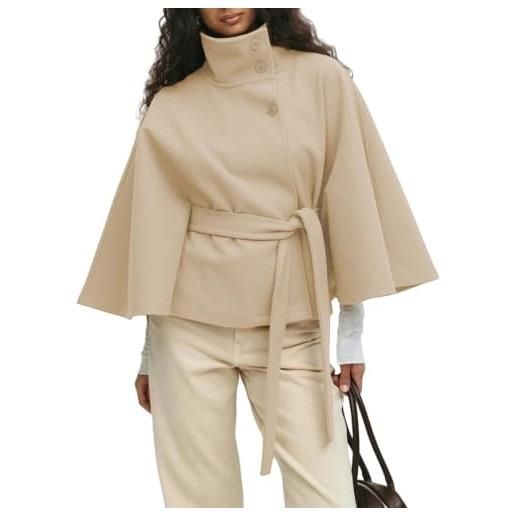 Rayson poncho donna invernale con cintura mantella elegante calda | scialle con maniche a pipistrello, cape con collo alto, per autunno inverno