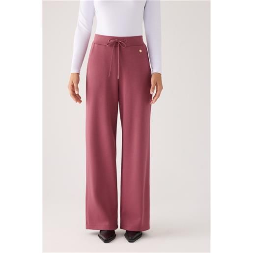 Ysabel Mora pantaloni rosa a gamba dritta foderati in pile, a vita alta e con vita regolabile. 