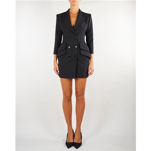 ELISABETTA FRANCHI abito nero robemanteau in crêpe leggero