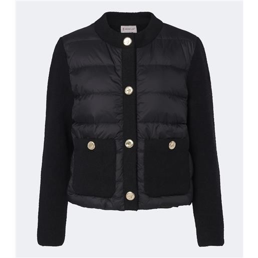 Moncler cardigan imbottito in misto lana con piuma