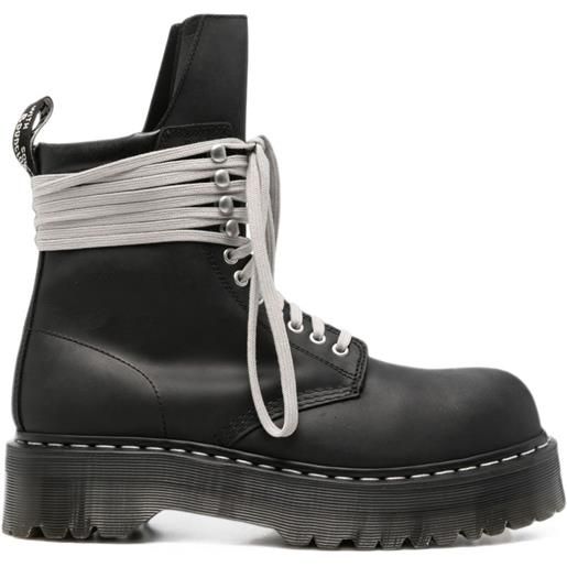 Rick Owens x dr. Martens anfibi quad con punta in acciaio - nero