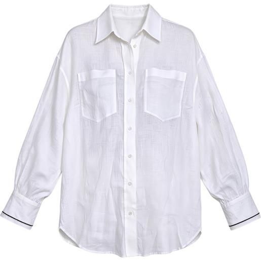Brunello Cucinelli t-shirt a maniche lunghe con tasca - bianco