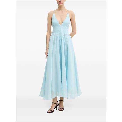 Bardot abito lungo arletha svasato con lacci sul retro - blu
