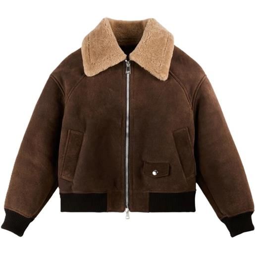Hogan bomber jacket in waxed shearling - marrone
