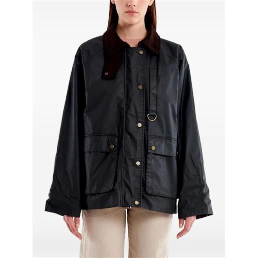 VICOLO cappotto con effetto cerato e colletto in velluto a coste - nero