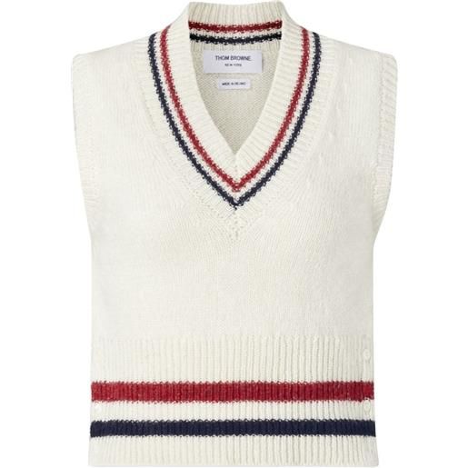 Thom Browne top con scollo a v - bianco