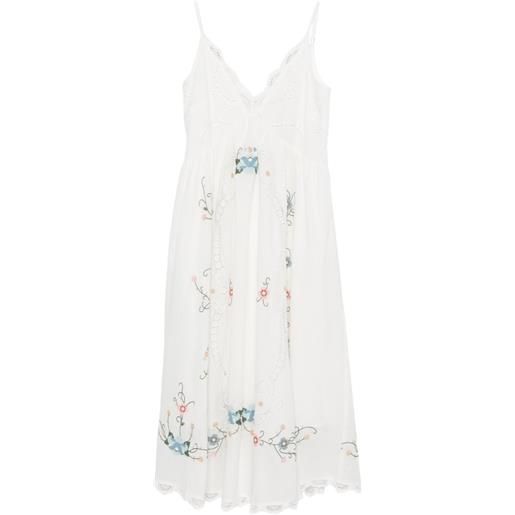 DREAM CATCHER abito midi con ricamo - bianco