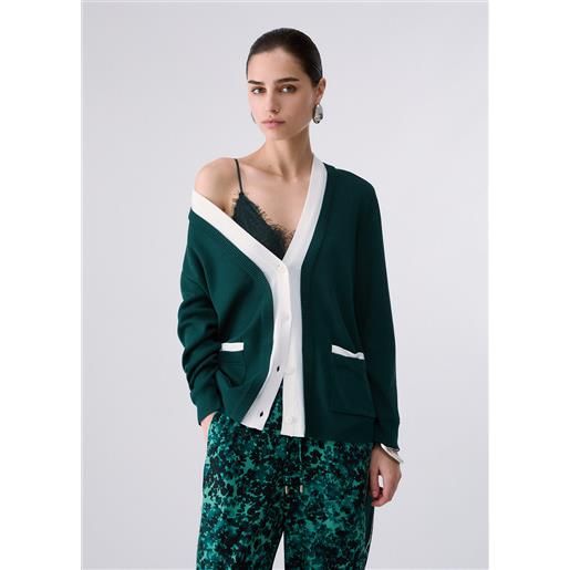 Liu jo cardigan bicolor, verde