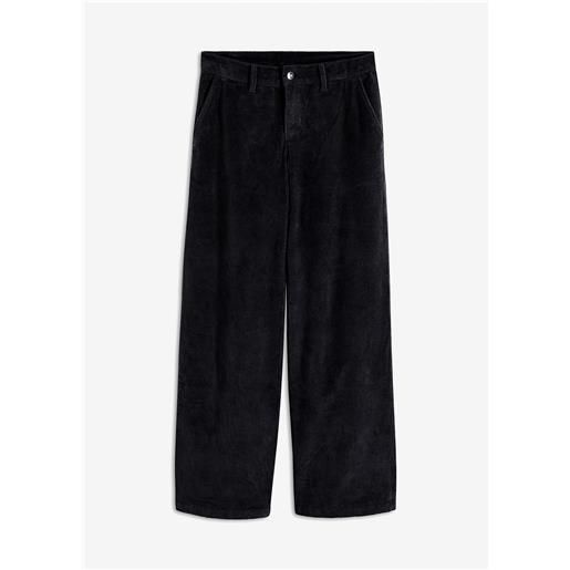 bonprix pantaloni larghi in velluto a coste di misto cotone-nero