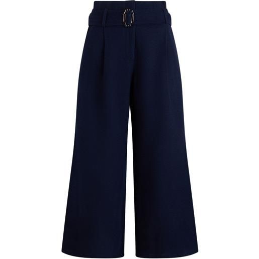 Moorer pantaloni a palazzo noacle con cintura e pieghe - blu