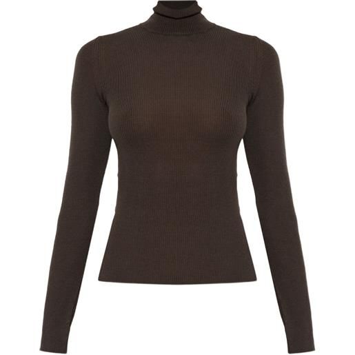 Max Mara wool yarn polo-neck sweater - mud - marrone