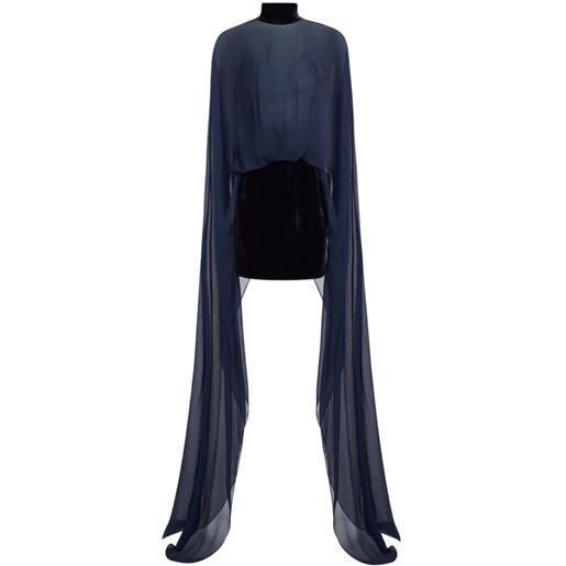Taller Marmo abito corto valkyria con maniche a mantella - blu
